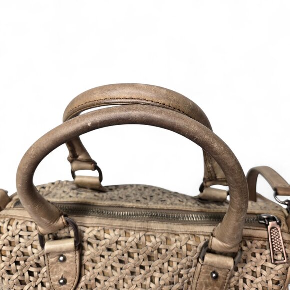 Rebecca Minkoff Distressed Woven Leather Satchel Women's Purse Shoulder Strap - Picture 12 of 12